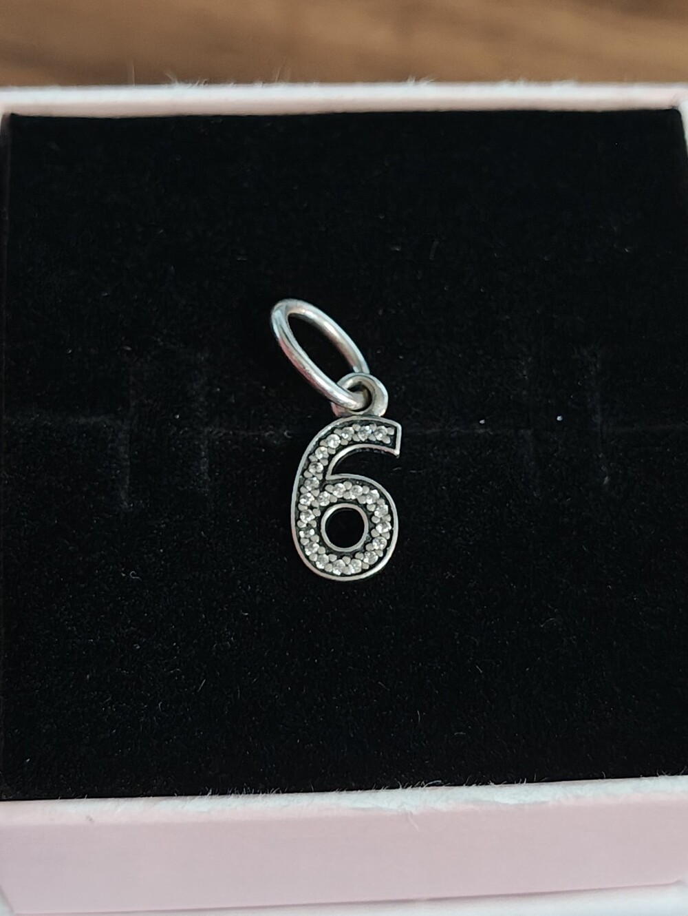 Authentic Pandora Retired Number 6 Dangle Charm – 791344CZ